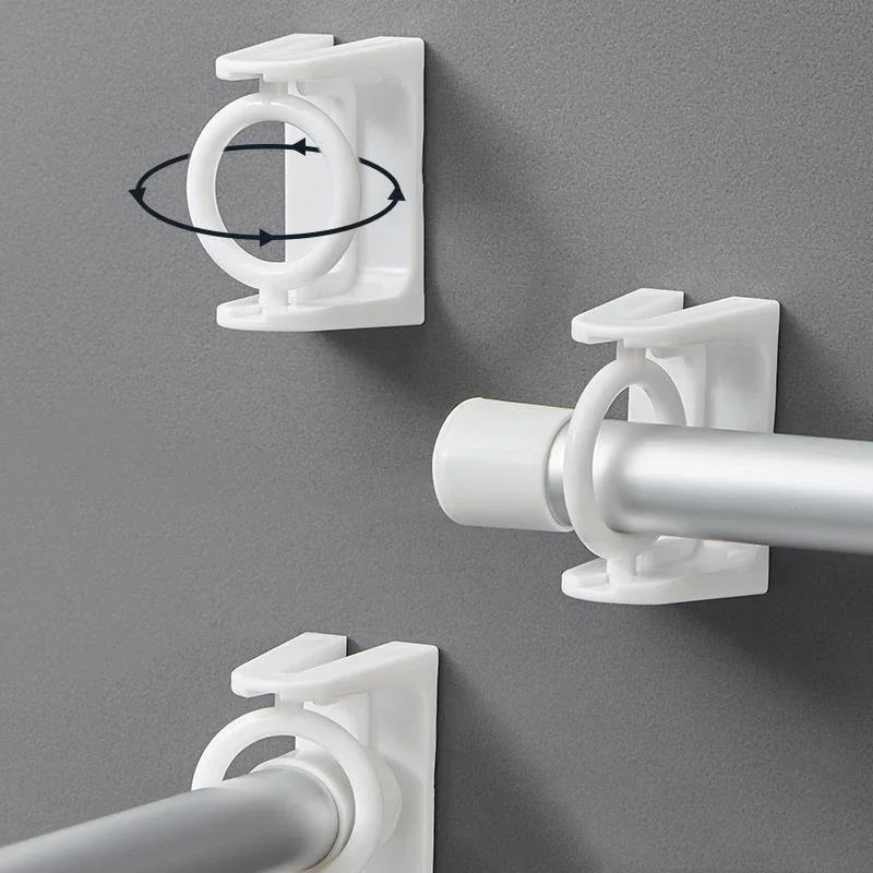 360 °   Rotatable Retractable POLE Fixator สําหรับไม่เจาะ Strong ตะขอกาวผ้าเช็ดตัวผ้าม่านอาบน้ํา Rod Bracket