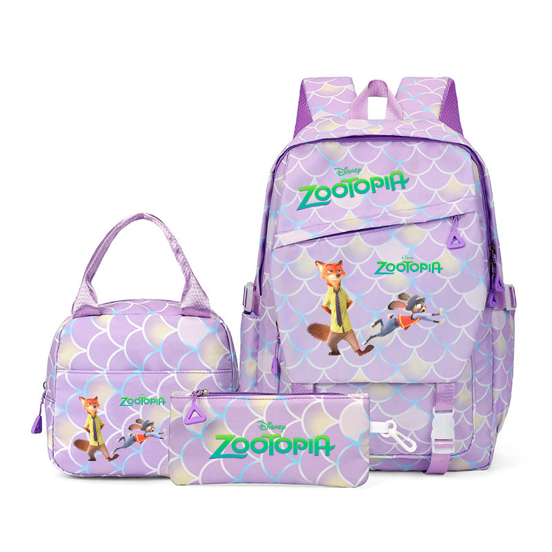 Disney Zootopia Printed 3Pcs/set Student Boy Girl Schoolbag Colorful Backpack with Lunch Bag Children Teenager School Bookbag