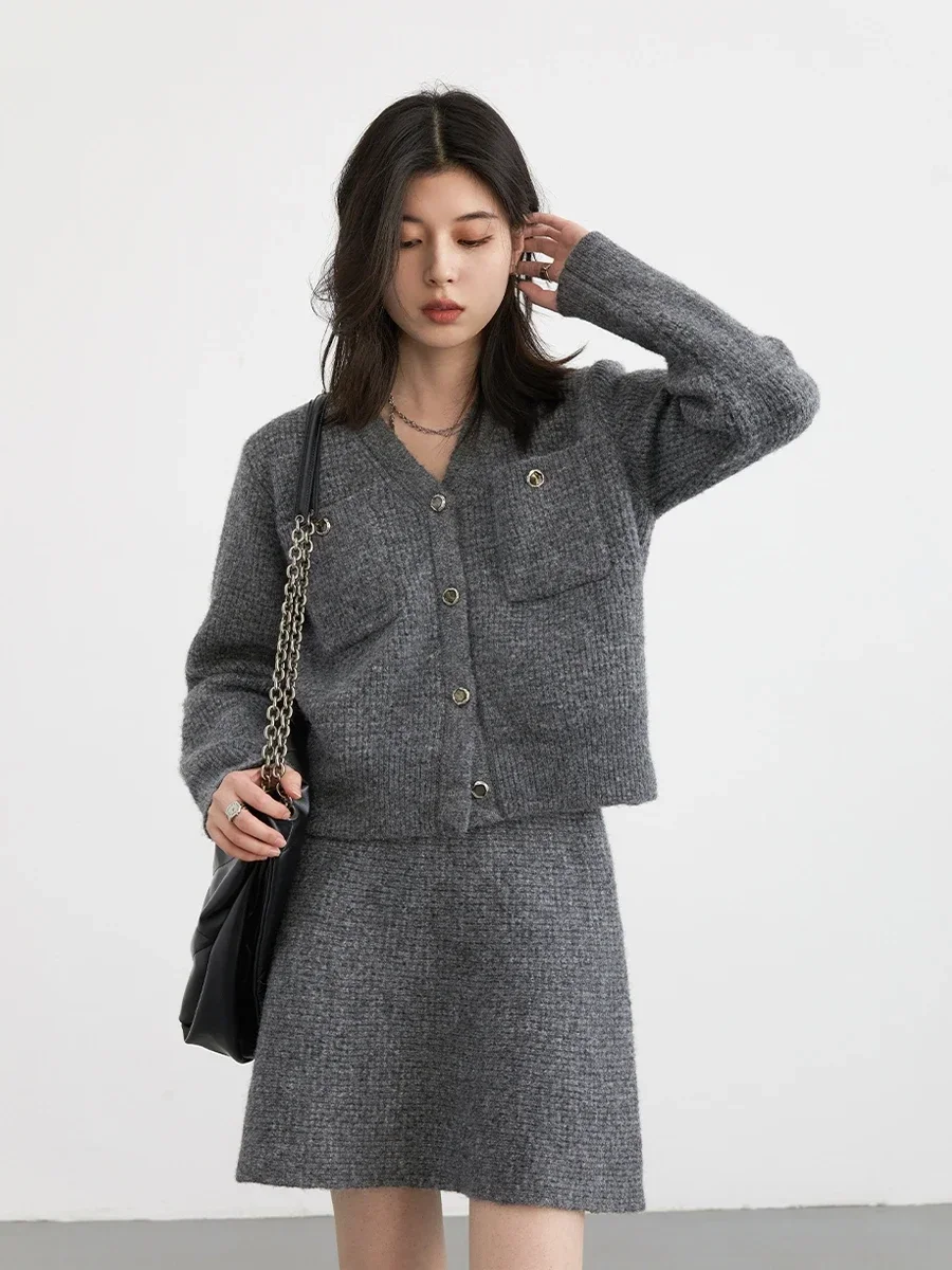 CHIC VEN-cárdigan de punto para mujer, suéter informal suelto, falda de línea a elástica, ropa de primavera y otoño, 2024