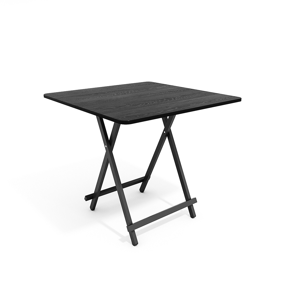 Black 80x80cm Folding Wooden Dining Table