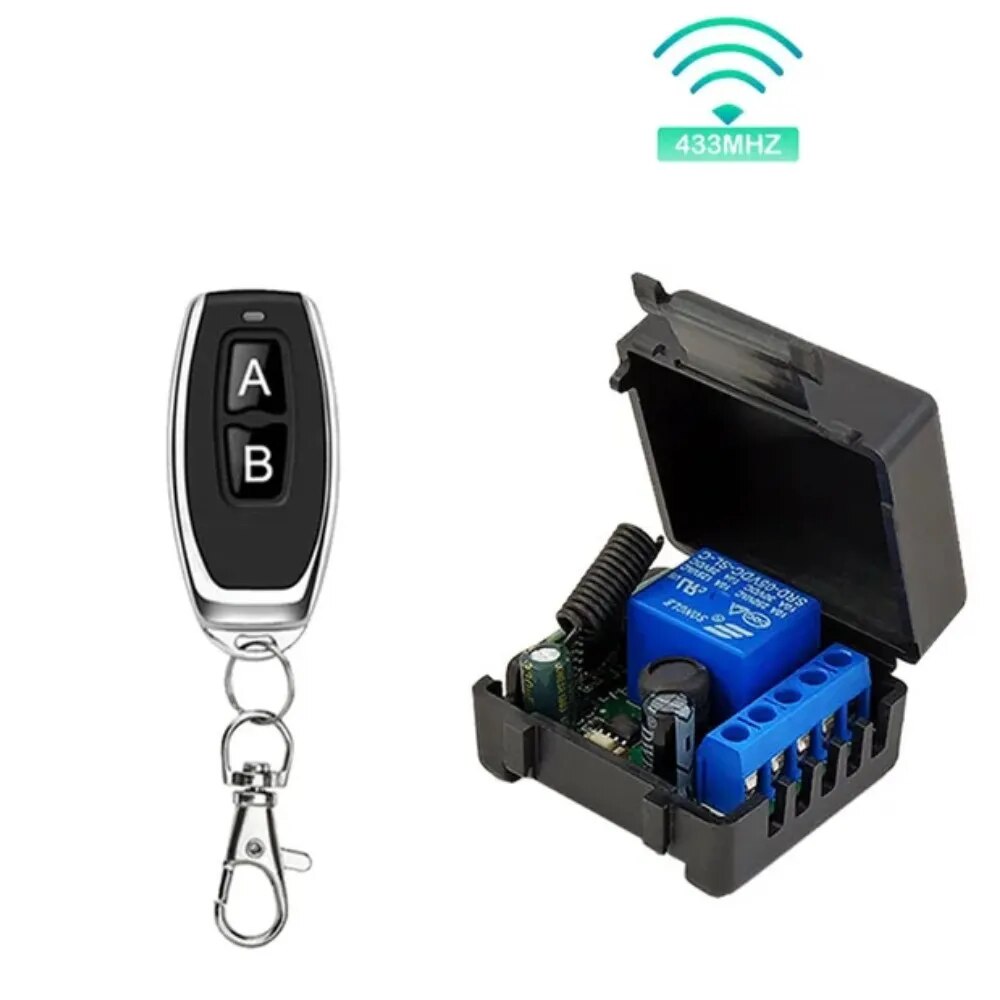 Interruptor de controle remoto seguro, dc 12v 10a, universal, 433mhz, módulo de relé sem fio, receptor para luz do motor, portão, controlador diy