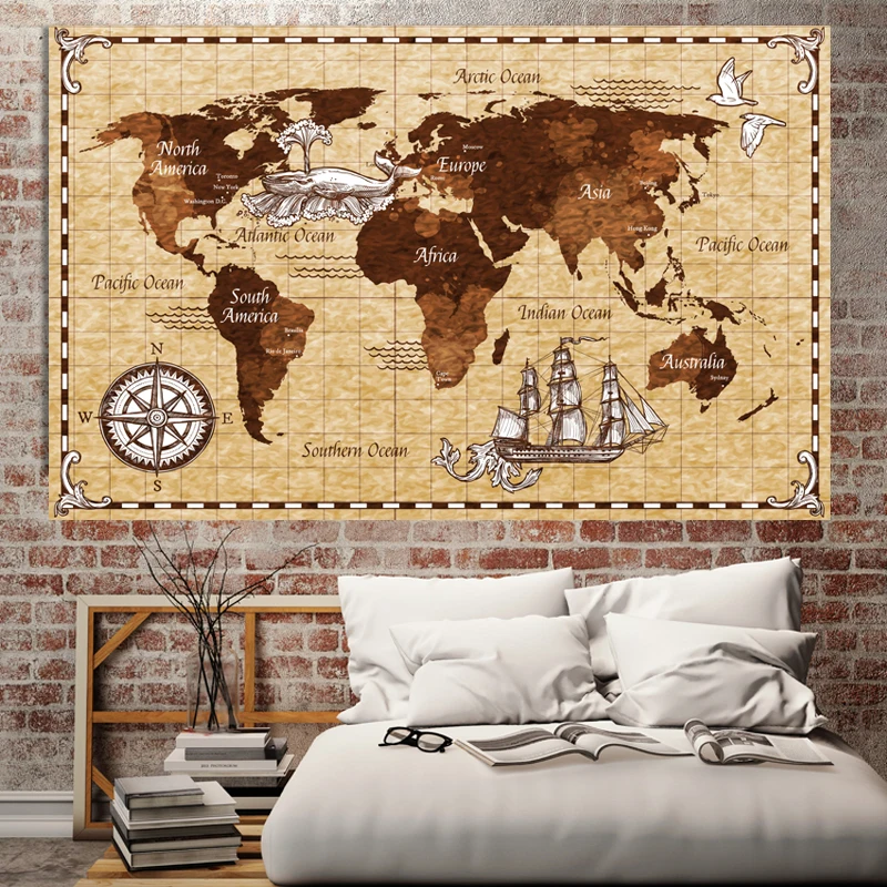 Mapa del mundo de navegación Retro, tamaño de póster, decoración de pared, mapa grande del mundo, 200x126, resistente al agua y al desgarro