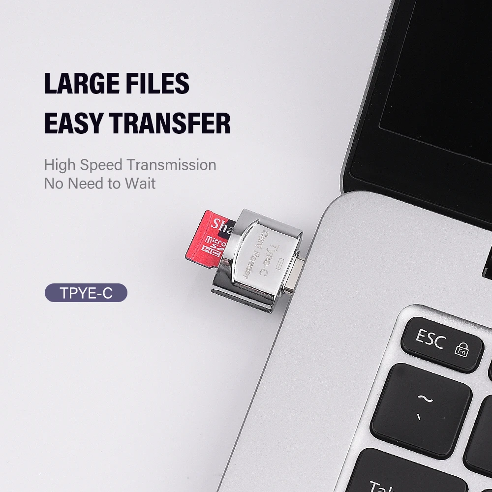 Type-C Metal Universal Card Reader High Speed Use for Mobile Phone Tablet Computer Silver Black Memory Stick Card Reader