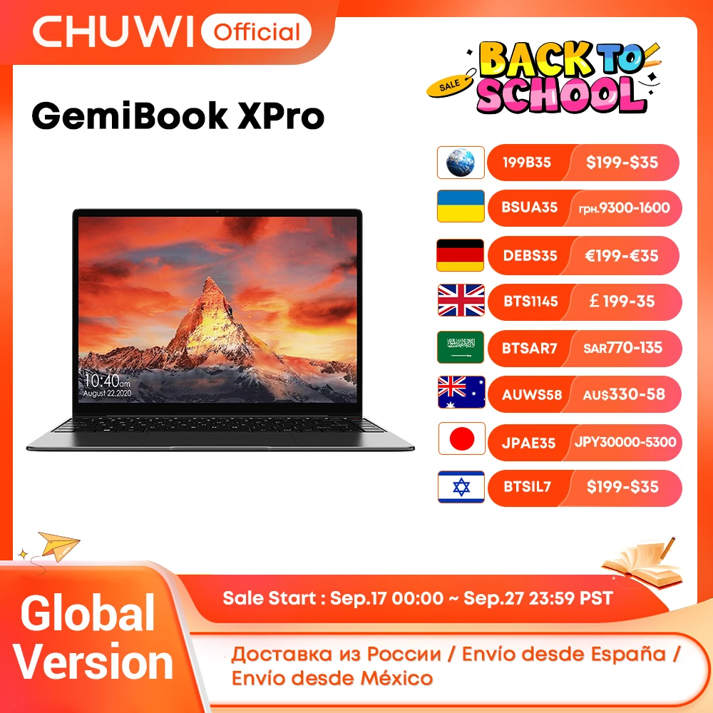 CHUWI GemiBook XPro 14-calowy laptop z ekranem UHD 8 GB/16 GB RAM 256 GB SSD Intel N150 / N100 Komputer z systemem Windows 11 z wentylatorem