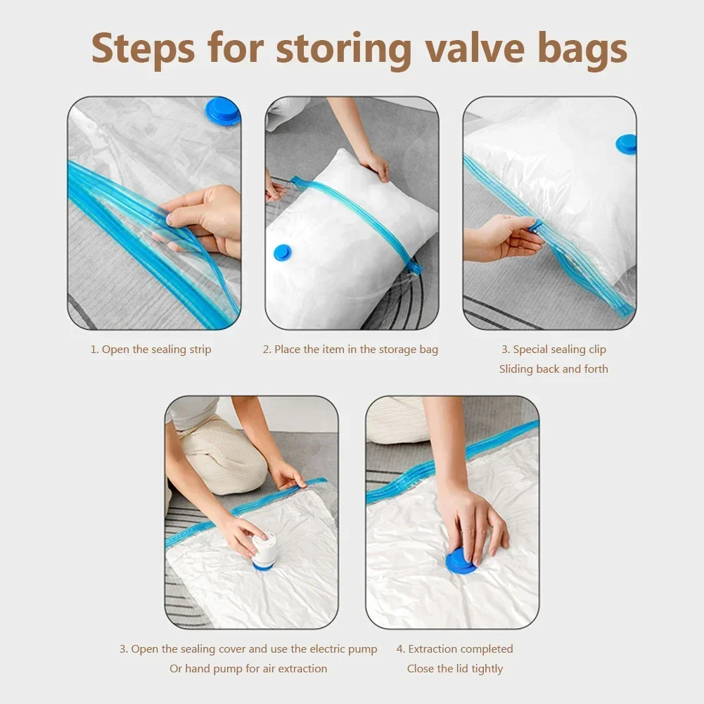 6PCS Vacuum Bag for Clothes Storing Large Plastic Compression Empty Bag Travel Accessories Storage Container