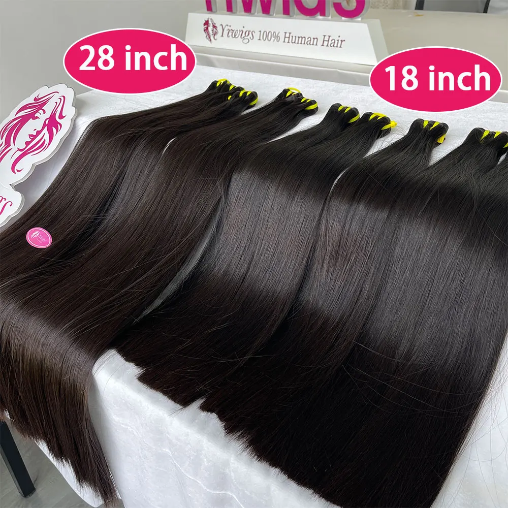 Super duplo desenhado osso reto 100% pacotes de cabelo humano não processado extensões tecer cabelo virgem cru tissage para mulher