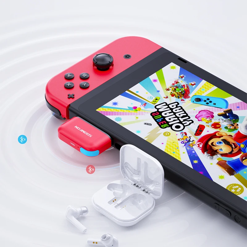 SOOMFON Bluetooth 5.0 Transmitter Wireless Audio Adapter for Nintendo Switch Lite 3.5mm Jack