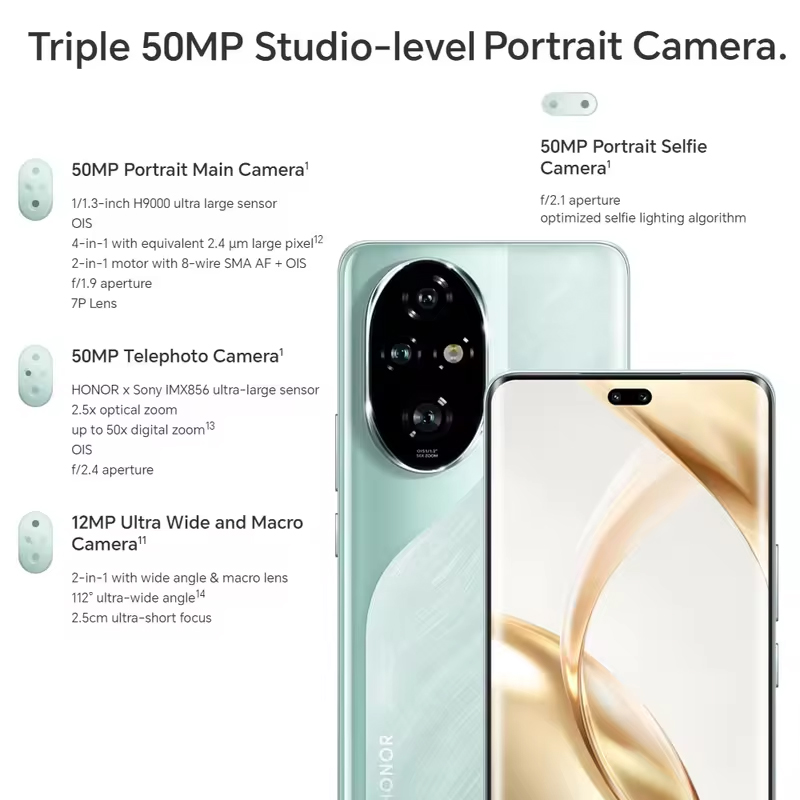 New Original Global Version Honor 200 Pro ELP-NX9 Snapdragon 8S Gen 3 6.78" 120Hz AMOLED 5200mAh 100W Wired 66W Wirel NFC