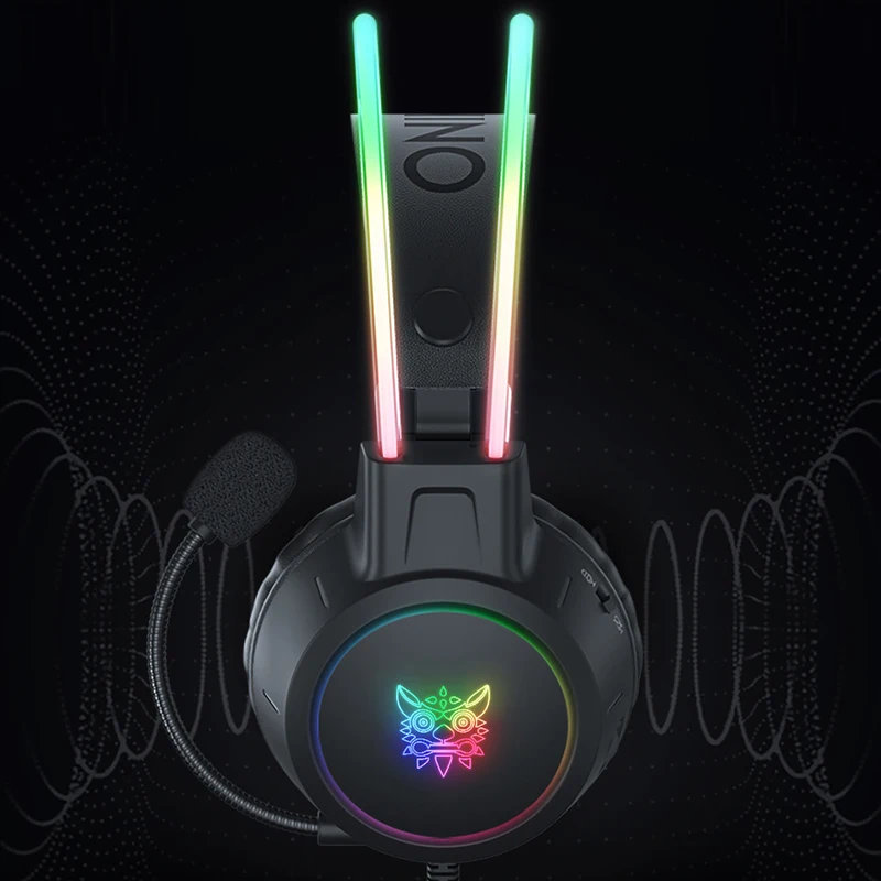 ONIKUMA RGB-Gaming-Kopfhörer mit flexiblem HD-Mikrofon, 3,5-mm-Gaming-Headsets für PC, Xbox, PS4, PS5, Switch, Computerspiele