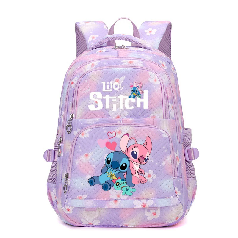 Large Capacity Stitch Backpack, Anime Printed Daypack, Lightweight Schoolbag, Casual Travel Commute Knapsack for Women and Girls