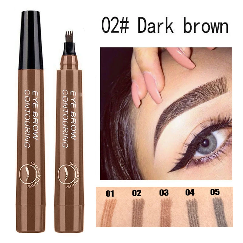 Lông Mày Bút Xăm Chân Mày Chống Nước Lỏng Đen Eye Brow Trang Điểm Bút Chì Microblading