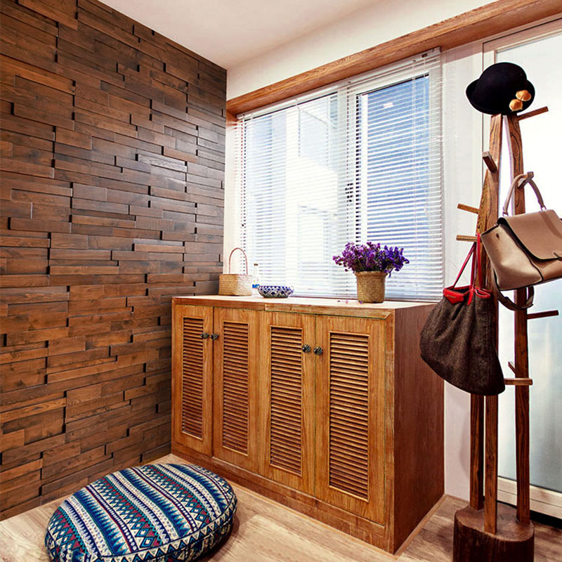 2 unids/caja paneles de pared acústicos de madera para pared Interior, 90x24cm roble blanco Natural Solid3D mosaico de madera fondo de azulejo decorativo