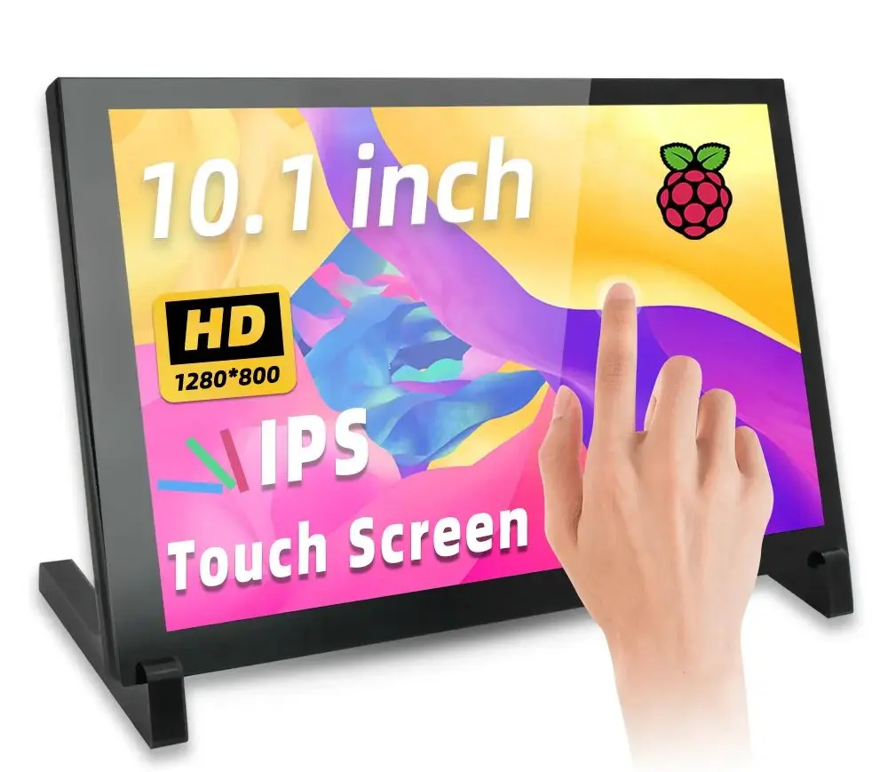 Pantalla táctil LCD IPS de 10,1 pulgadas, pantalla HDMI de 1280x800 con estuche protector para Monitor para Raspberry Pi 5 4B 3B