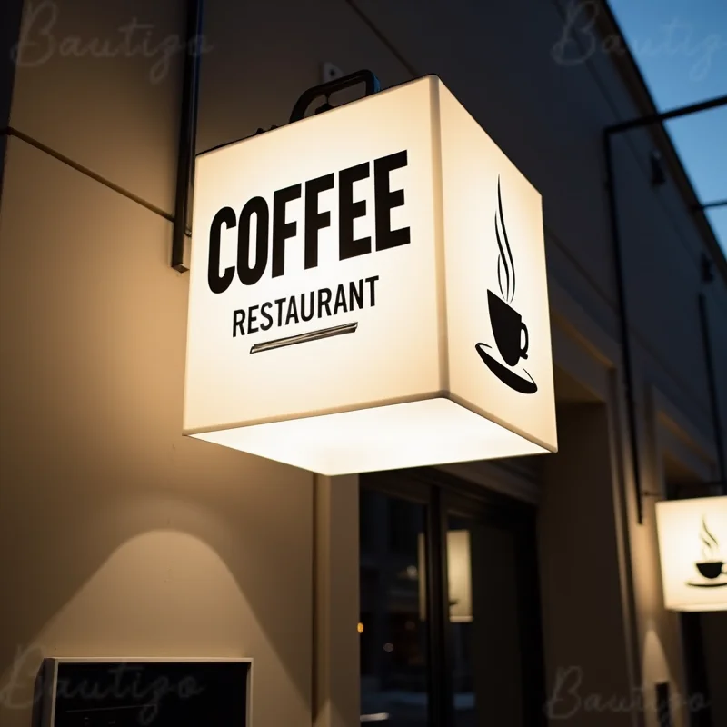 Custom Waterproof Acrylic LED Light Box for Outdoor Business Double Sided Storefront Sign with Wall Mounting Brackets