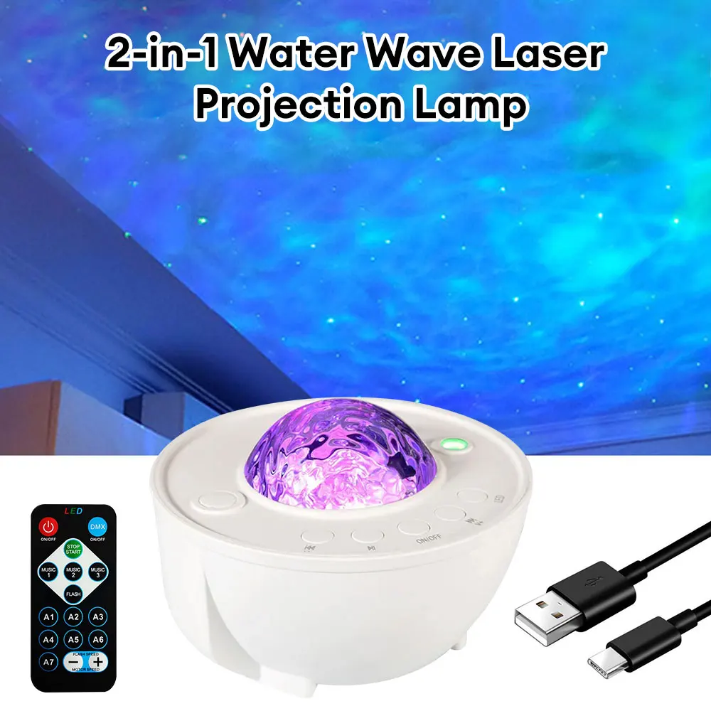 Starry Projector Galaxy Night Light waterwave Effect PROJECTION Lamp SPEAKER with REMOTE CONTROL for Decoration Birthday gifts