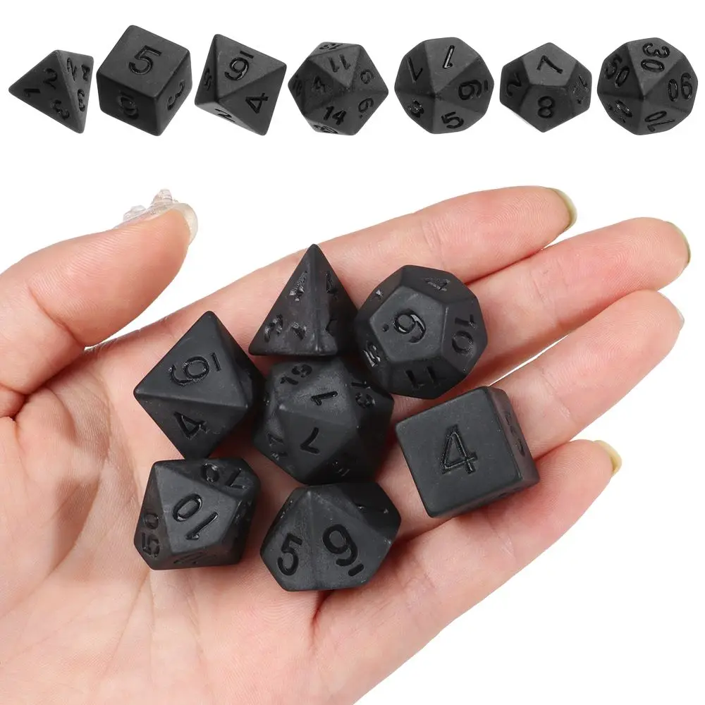 7 Teile/satz Neue Polyhedral Schwarze Würfel Set Spiel Würfel Für TRPG DND Zubehör Polyhedral Würfel Für Bord Karte Spiel Mathematik spiele