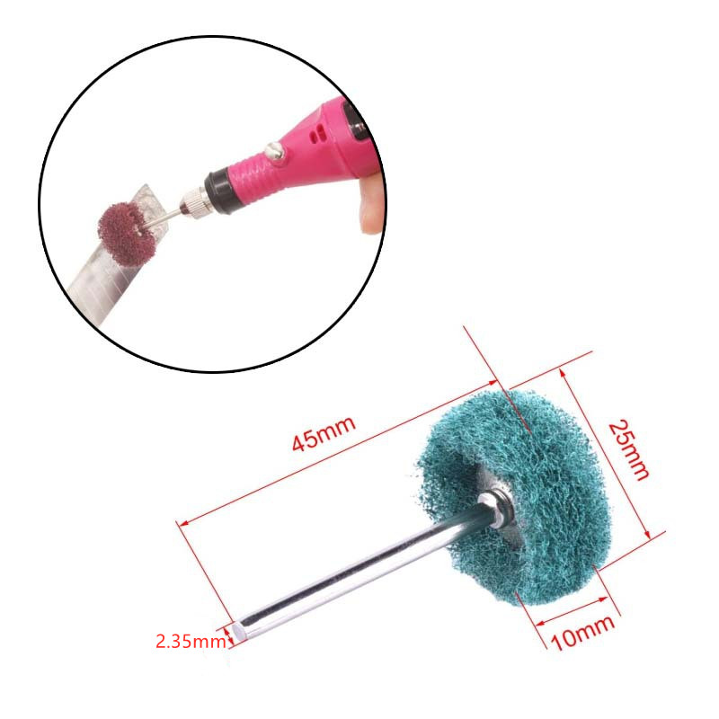 50pcs Mini Drill Abrasive Brush Nylon Buffing Polishing Wheel with 2.35mm Shank Grinding Sanding Head  for Dremel Rotary Tool