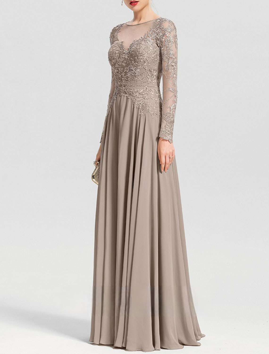 Etui-Säule, elegantes Kleid für die Brautmutter, Hochzeitsgast-Abendkleid, bodenlang, Perlenapplikationen, 2025, kostenlos individuell gestaltet