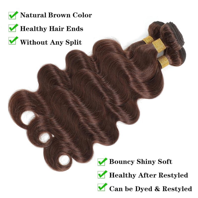 สีน้ําตาลการรวมกลุ่มผมมนุษย์ Body Wave ช็อกโกแลตสีน้ําตาลบราซิลผมมนุษย์สาน Extension สําหรับผู้หญิงสีดําสี # 4