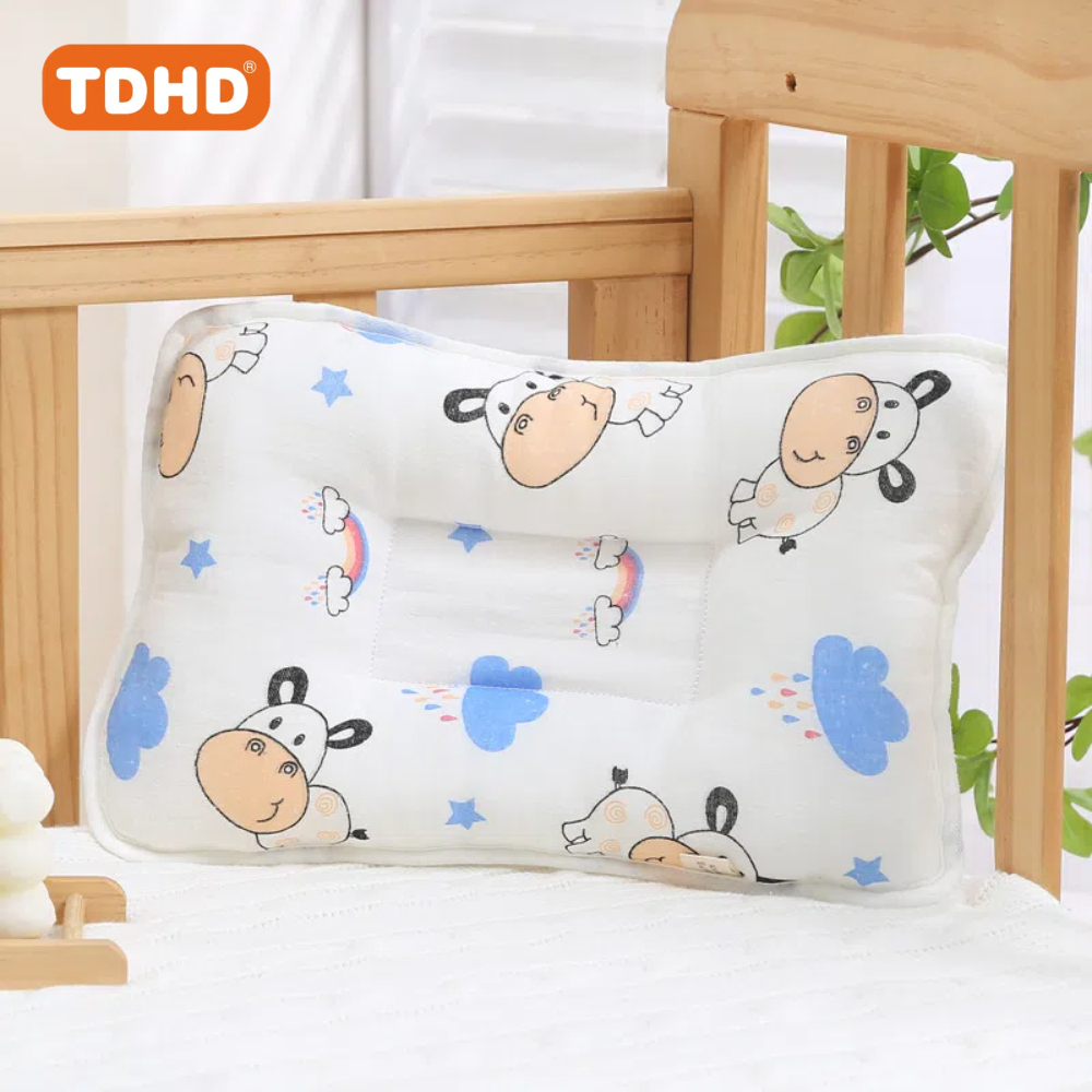 Almofada em formato impresso para bebê TDHD, travesseiro macio e confortável de desenho animado fofo, roupa de cama respirável para meninos e meninas