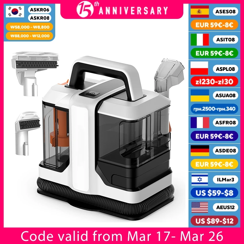 ZCWA Spot Cleaner Vacuum Cleaner  Handheld Carpet Cleaner 15Kpa 450W/750W Spray Suction Integrated Machine Clean Machine