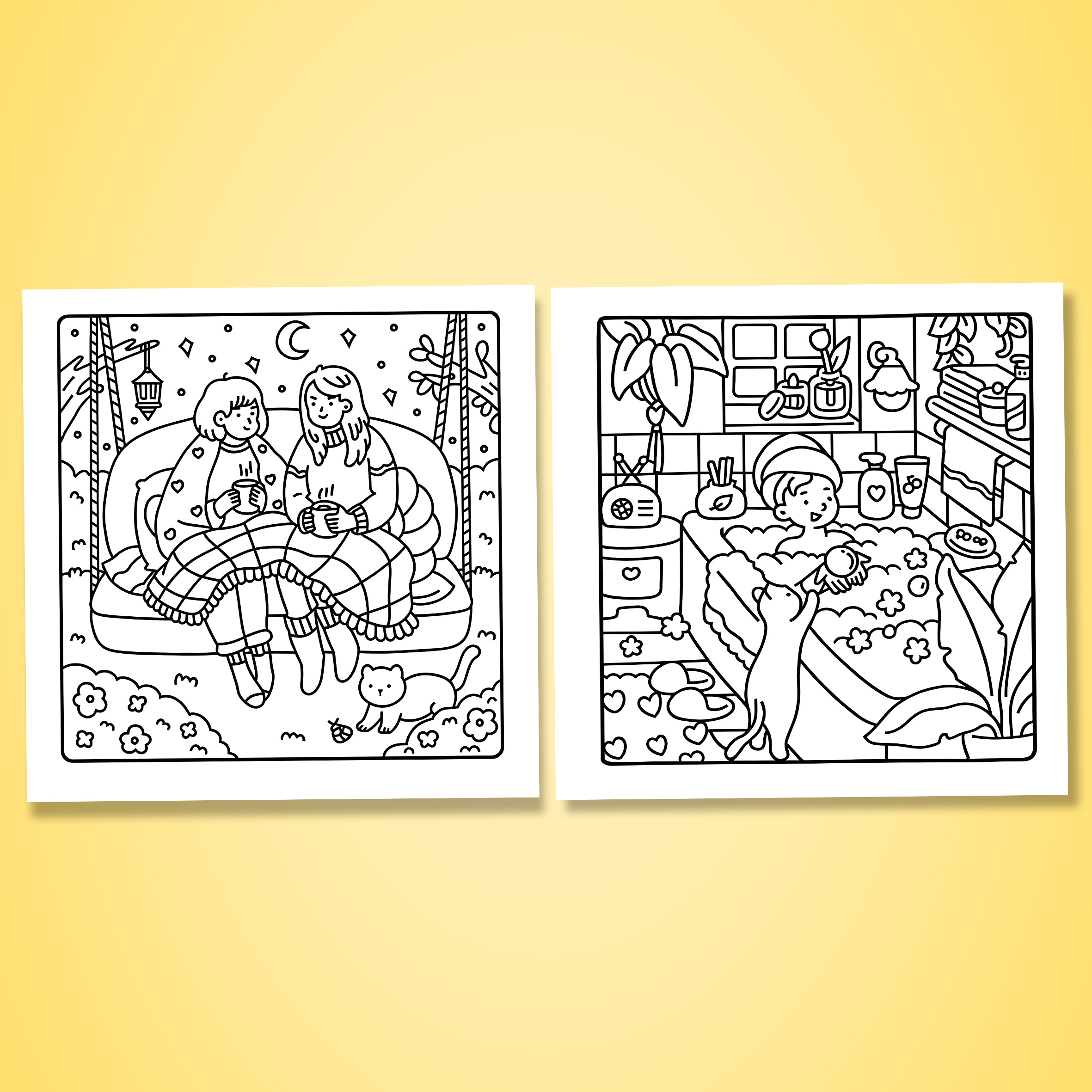 COZY GIRL & FRIENDS Bold-easy Patterns Coloring Book for Adults Cute Drawing Book Perfect Gift for Party and Birthday