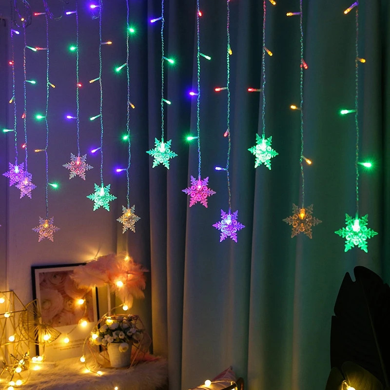 3,2 m Schneeflocke Lichterketten EU Plug LED Urlaub Licht Weihnachten Eiszapfen Piton Licht Outdoor Garten Hochzeits feier Dekoration