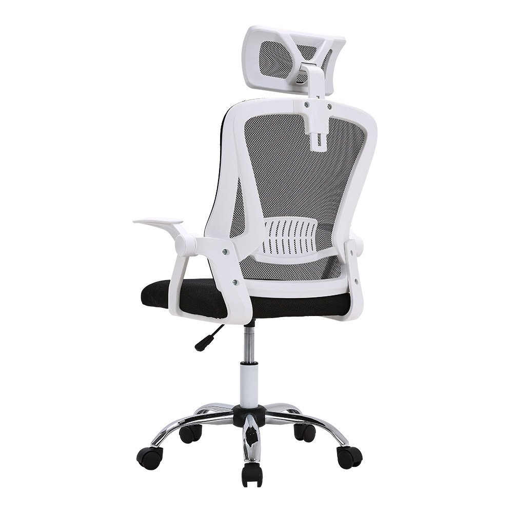 Voltsify Ergonomically designed Swivel Office Chair with Headrest-White/Black,59cm W x 60cm D x 95cm H