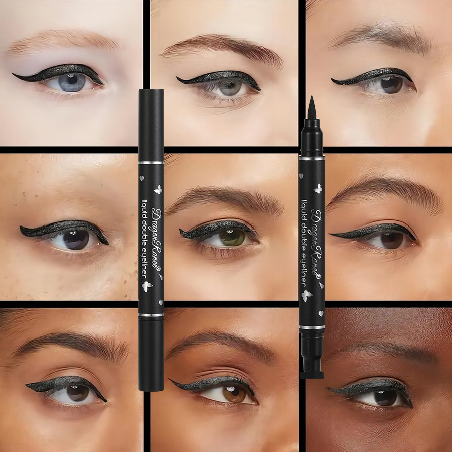 Double-Ended Seal Eyeliner Wasserdichter, nicht verschmierender flüssiger Eyeliner-Stift, schnell trocknend, wasserdicht und schweißfest, nicht leicht zu verschmieren, Eyeliner Seal Liquid Eyeliner
