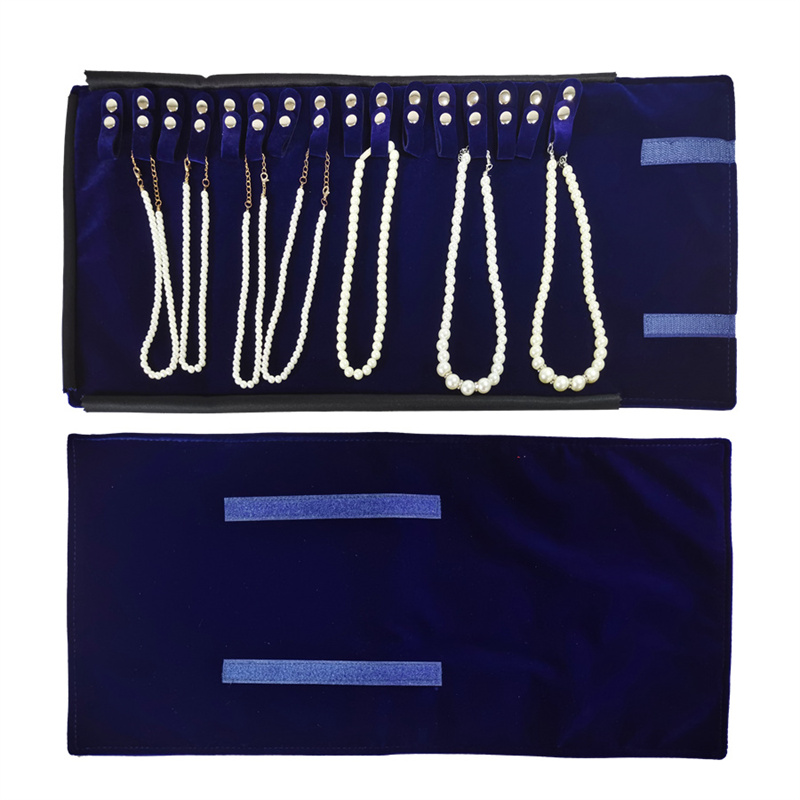 กํามะหยี่บรรยากาศเรียบง่าย Travel เครื่องประดับม้วนกระเป๋าสร้อยคอกระเป๋าพับเครื่องประดับกระเป๋าสีดําสีเทาหนัง