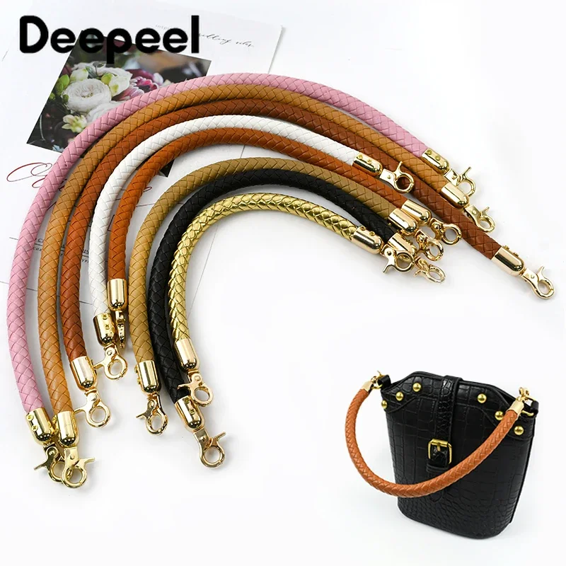 Asas de bolso tejidas de cuero PU para mujer, hebilla de Metal para bolso de mujer, reemplazo de correa para el hombro, accesorios, 30/40/60mm