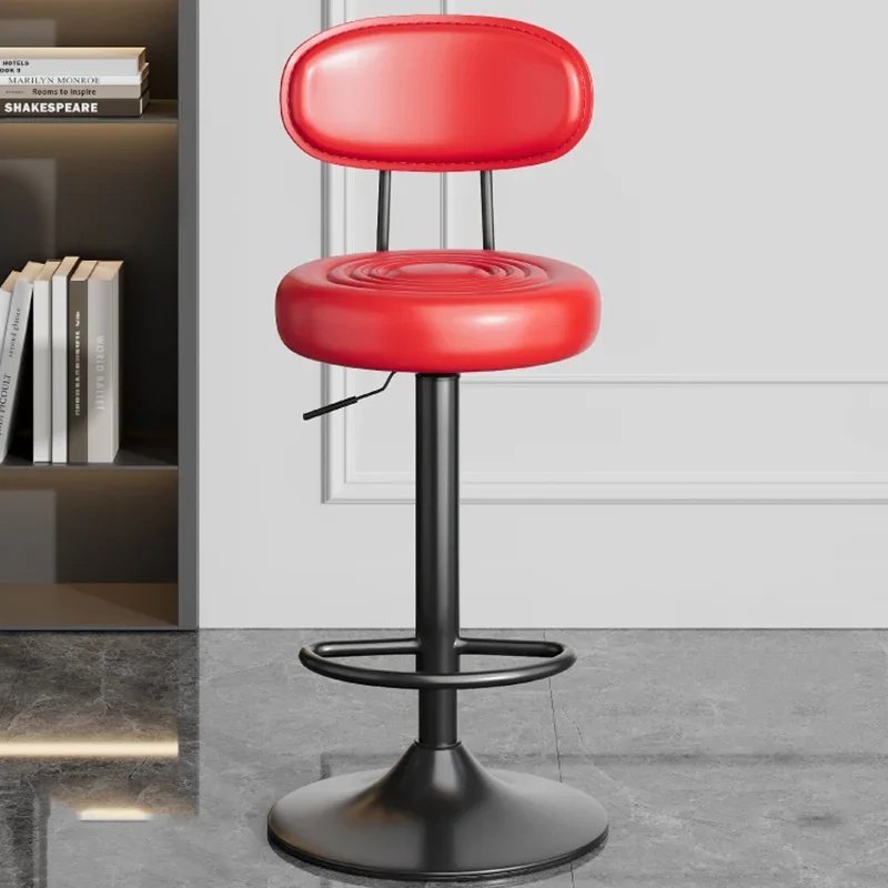 Swivel Adjustable Height Bar Stool Backrest Minimalist For Home Pub Reception Cashier Counter Modern High Seat Stool