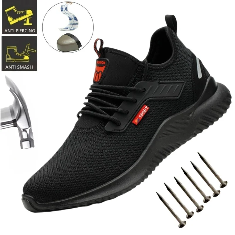 Scarpe antinfortunistiche leggere Scarpe da ginnastica con punta in acciaio da uomo Stivali antinfortunistici traspiranti a prova di foratura Uomo Calzature da lavoro di costruzione pericolose