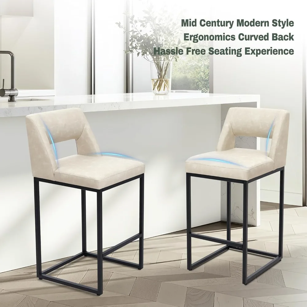 Counter Height Bar Stools Set of 4 for Kitchen Counter Modern Bar Chairs with Backs 26 Inch for Kitchen Island with Upholstered