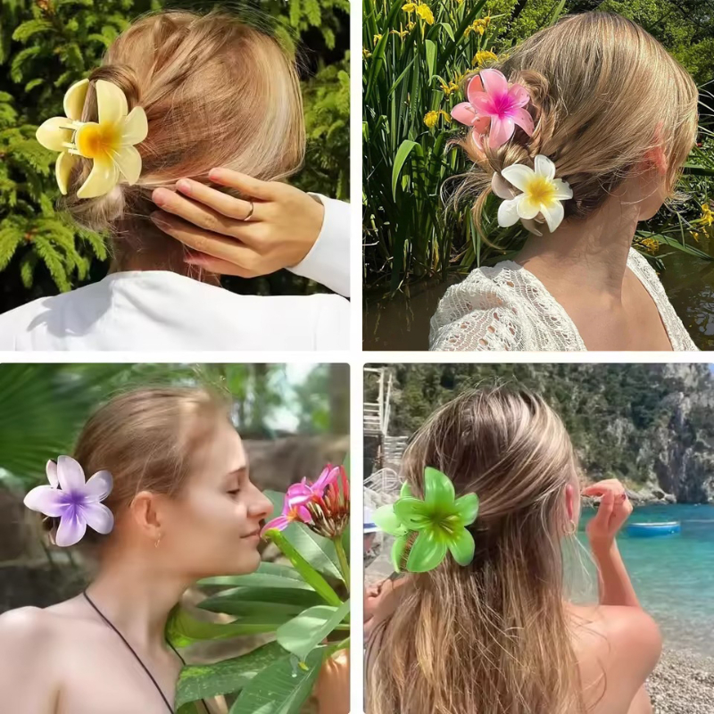 1 grande 2 pequeno conjunto doce flor forma colorido gradiente garras de cabelo rabo de cavalo cilp braçadeira grampos de cabelo para mulheres menina praia headwear