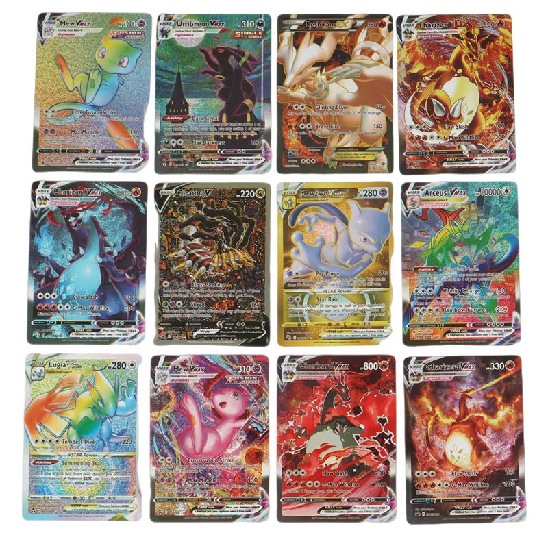 60/100 Stück englische Pokemon-Karten holografische EX Vstar Vmax GX Brief Regenbogen Arceus Charizard Mewtwo Evolution Handelskarte