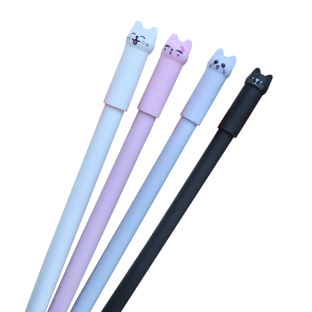 かわいい猫消去可能なゲルペン 0.5 ミリメートルマジックインク青黒ペンセット消しゴム付きクリエイティブスクール子供のギフト文具