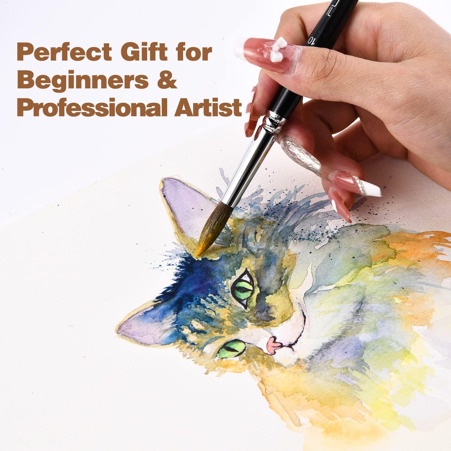 Sable Watercolur Paint Brushes-Kolinsky Water Colour Artist Paint Brush 6PCS Paintbrushes with Point Round Cat's Tongue Dagger