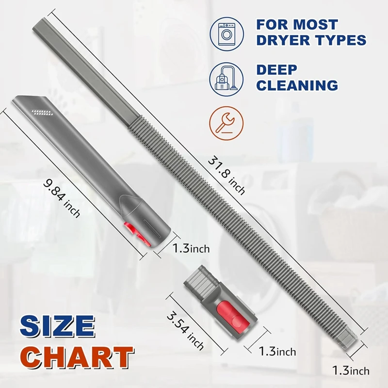 Dryer Vent Cleaner Kit And Crevice Tool For Dyson V7 V8 V10 V11 V12 V15 Vacuum Attachment Removes Deep Lint Adapter