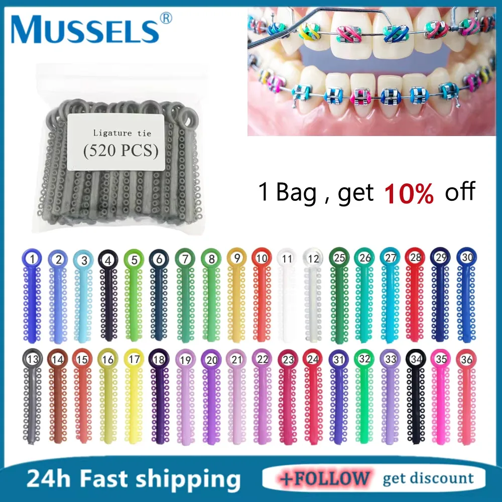 20Sticks=520PCS Dental Orthodontic Elastic Ligature Ties Rubber Bands for Teeth Braces Dentistry Elastomeric Ring Leagues Lab