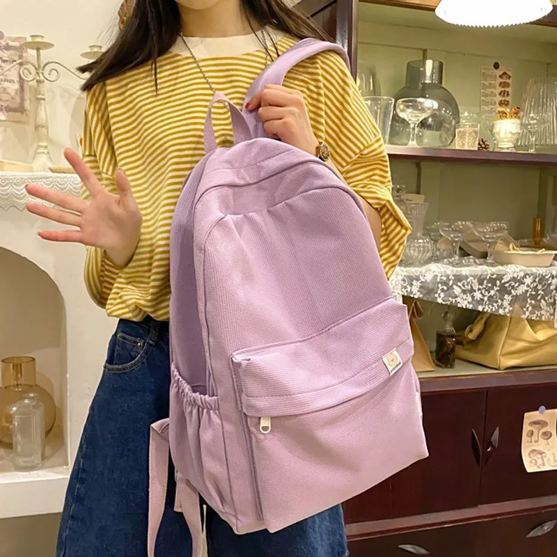 Słodki, miękki plecak studencki w jednolitym kolorze o dużej pojemności, nowy styl dla mężczyzn i kobiet, proste trendy