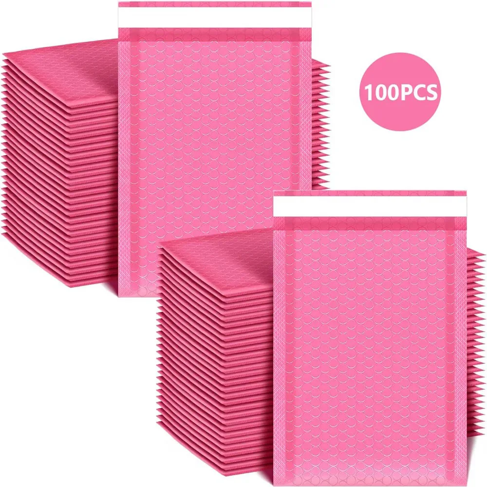 Envelope Envio Pacote Bolsa, Mailer Bubble Rosa, Suprimentos de Embalagem, Envelopes Entrega para Pequenas Empresas, Pacotes de Envio, 100 Pcs