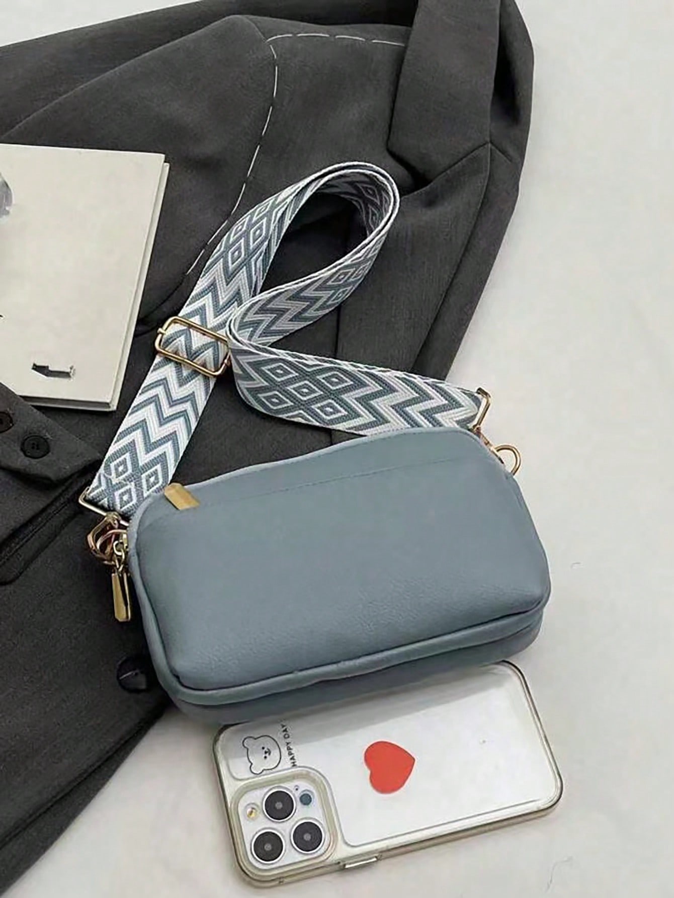 シンプルなソリッドカラーのクロスボディバッグ、ファッショナブルなPUショルダーバッグ、Phon Eウォレット付きレディースカジュアルハンドバッグ