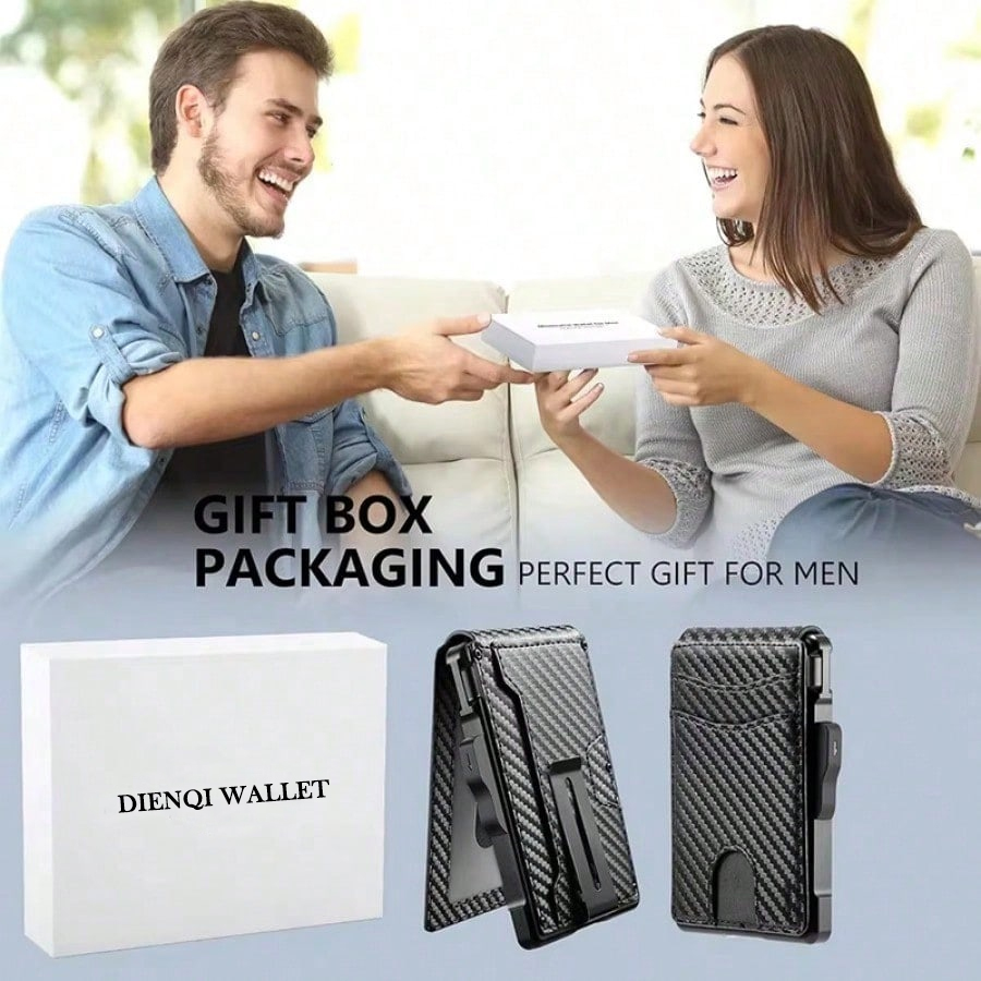 Minimalist Wallet EDC Tactical Slim PU Leather Credit Card Holder RFID Blocking Bifold Smart Wallets with Money Clip for Men