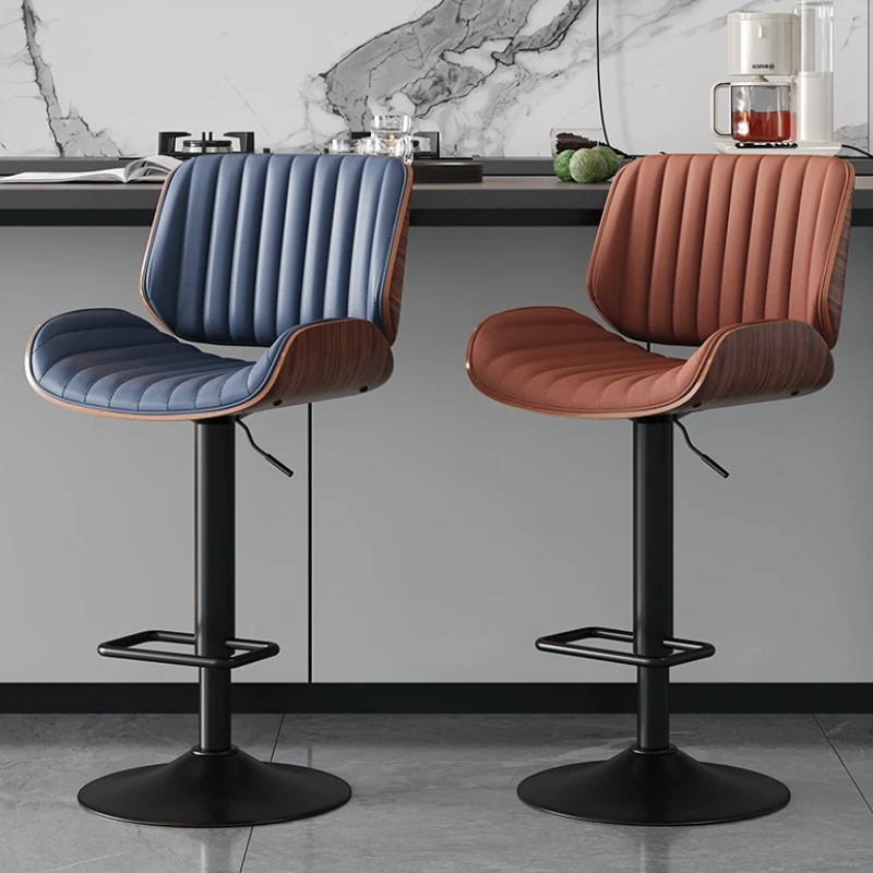 Taburetes de Bar ajustables negros, Taburetes de Bar modernos y elegantes comerciales giratorios, Taburetes ergonómicos de madera maciza Para Barra, muebles