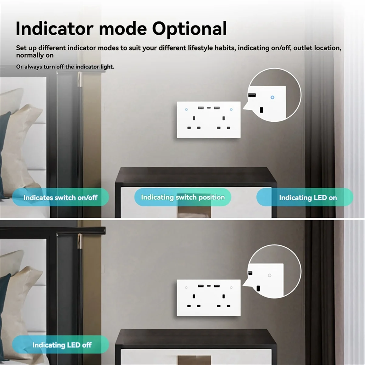 BABQ-enchufe de pared inteligente Tuya, salida UK, Interruptor táctil 13A, puertos de carga USB tipo C, WiFi, monitoreo remoto de energía para Alexa