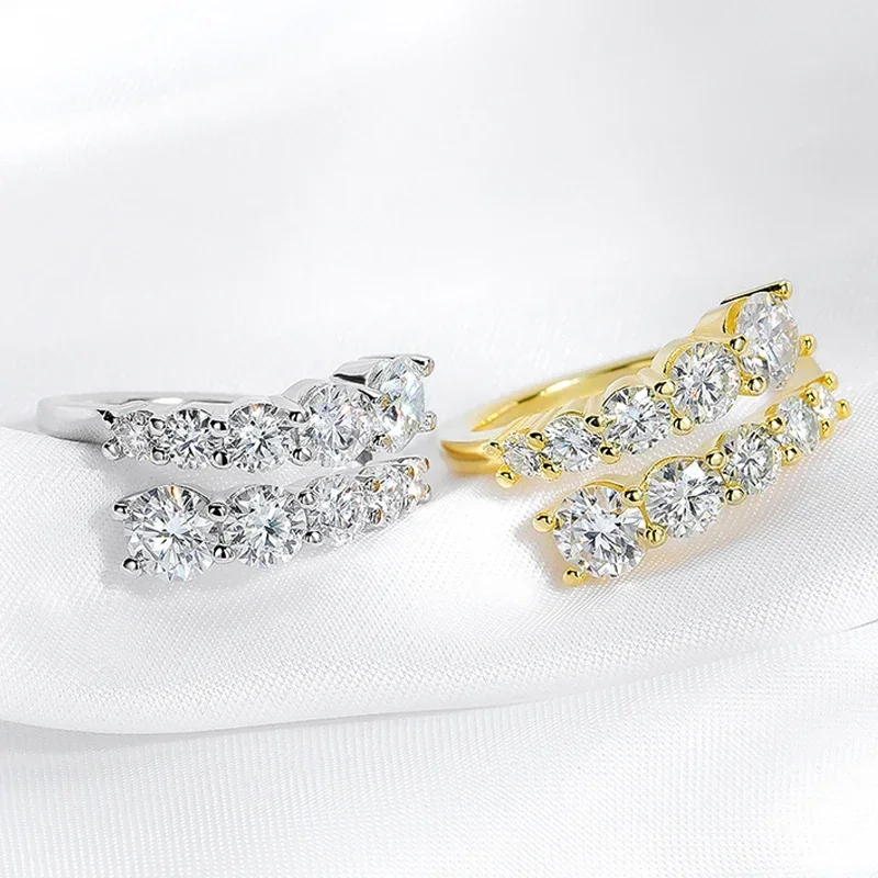 Smyoue 10 อัญมณี Full Moissanite แหวนผู้หญิงประกาย Flawless Lab สร้างเพชร S925 เงินสเตอร์ลิงเครื่องประดับ