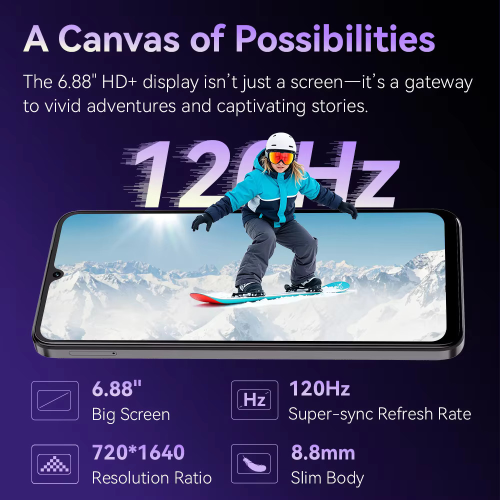 Cubot A40 Android 15 Smartphone 12GB (4GB + 8GB) RAM + 256GB ROM Pantalla de 6,88 "120Hz Octa-core Cámara de 48MP Batería de 5100mAh NFC Face ID