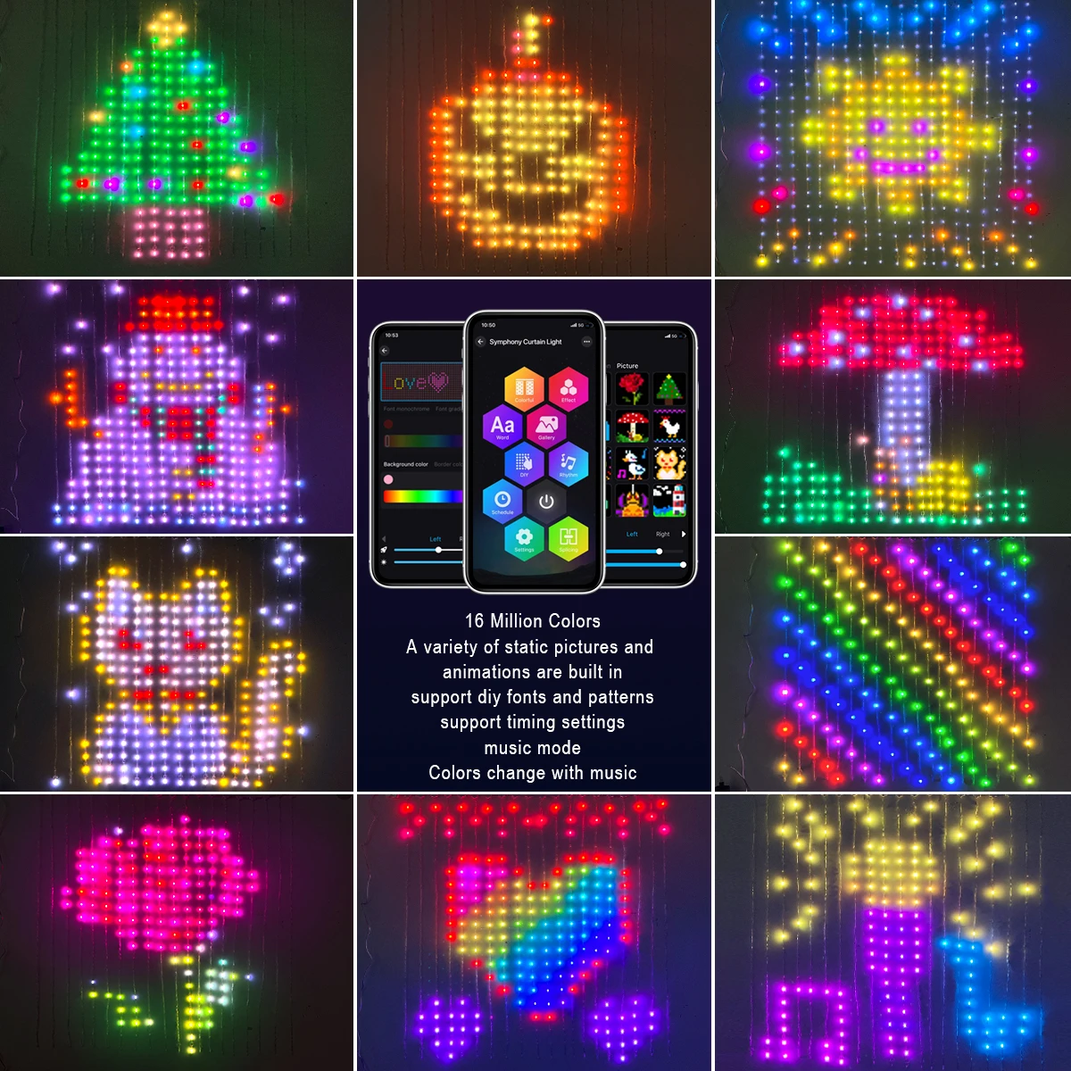 400 LED RGB Curtain Lights BT APP Smart Programmable USB 5V Fairy LED String For Window Bedroom Party Valentine's Day Birthday