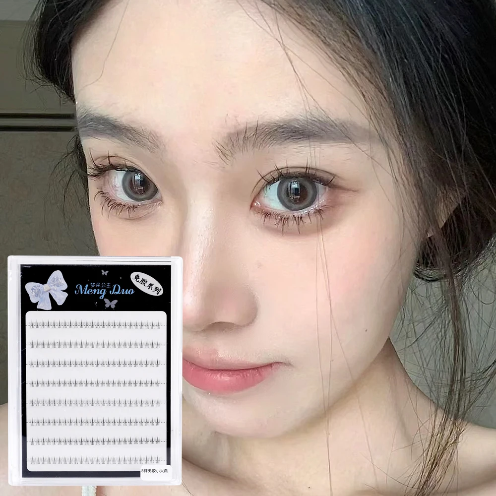 4D Self-adhesive Lower Eyelashes Natural Individual Lashes No Glue Needed Fake Eyelashes Transparent Stem for Eyelash Extension